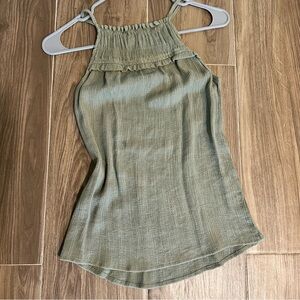 S Olive Green Sleeveless Top